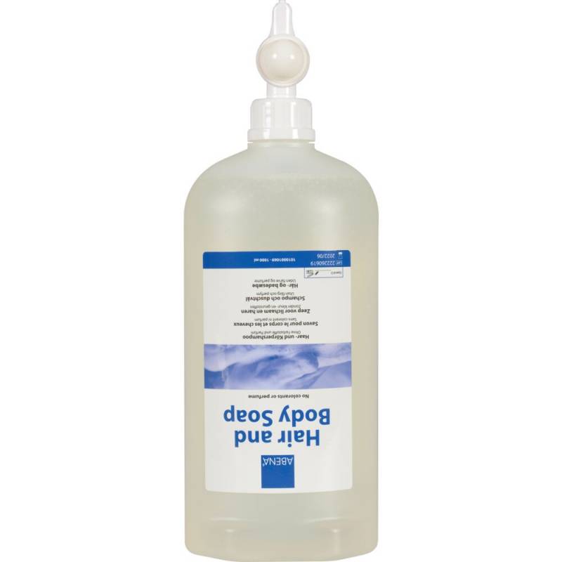 H&aring;r- og Bodyshampoo, ABENA, 1000 ml, uden farve og parfume