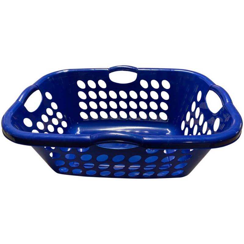 Plastkurv, 680x470x260mm, 55 l, bl&aring;, plast, med h&aring;ndtag, firkantet