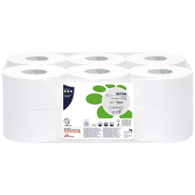 Jumborulle, Biotech, 2-lags, Mini, 150m x 9,5cm, &Oslash;19,5cm, hvid, nyfiber