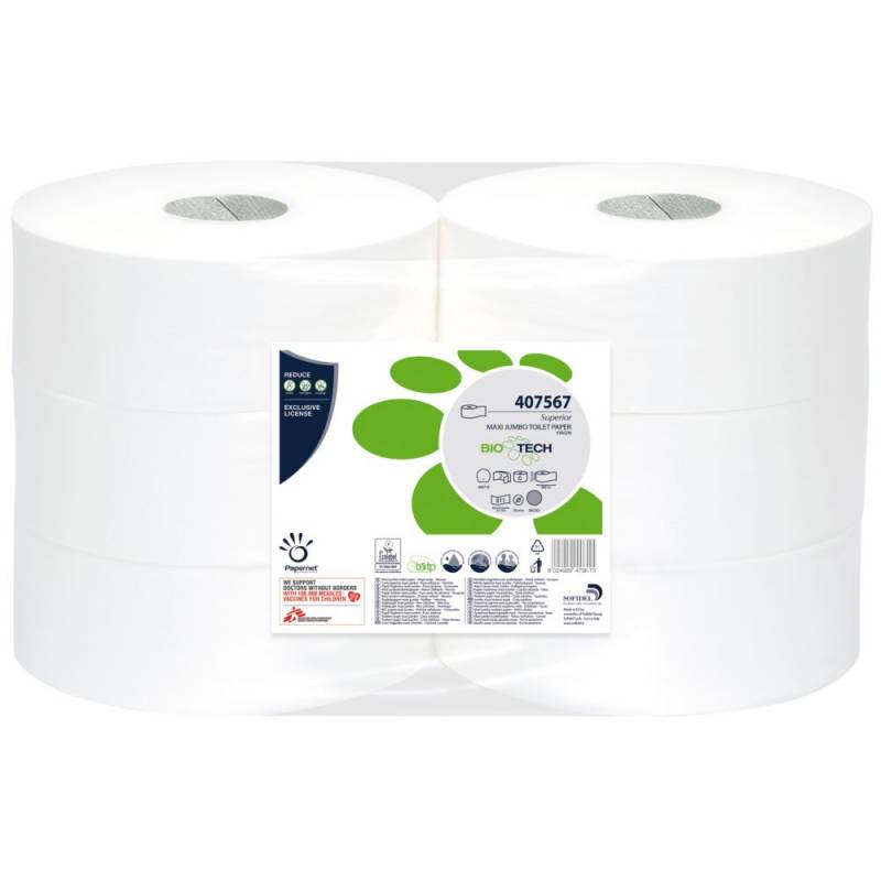 Jumborulle, Biotech, 2-lags, Midi, 300m x 9,5cm, &Oslash;27cm, hvid, nyfiber
