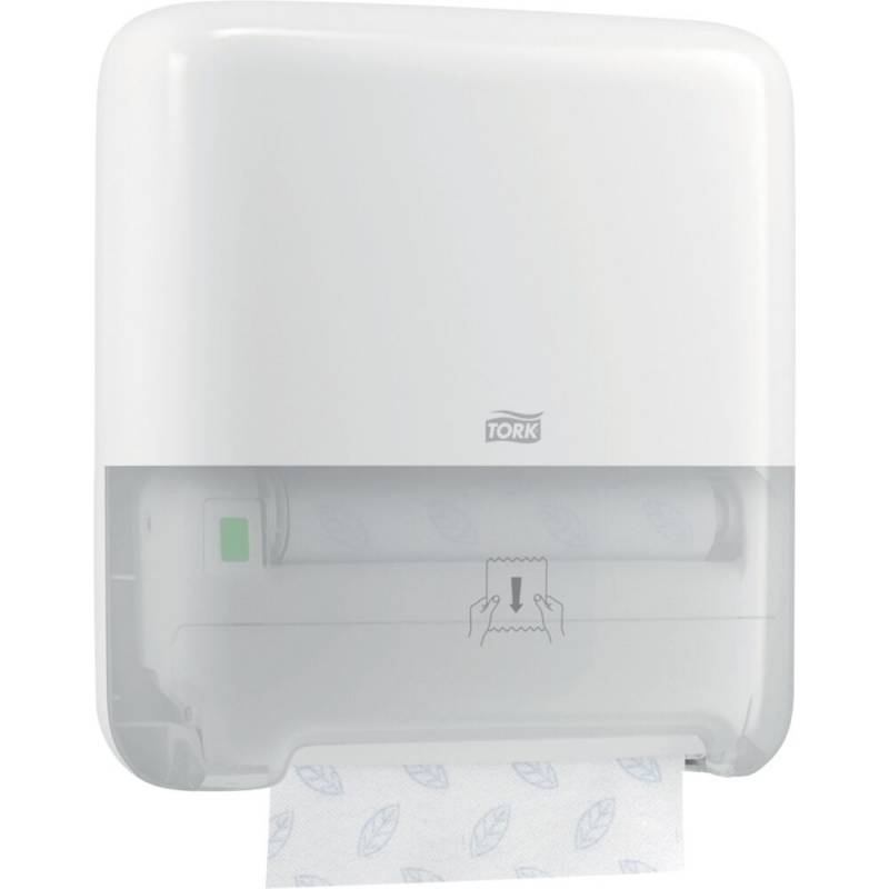 Dispenser, Tork H1, 20,3x33,7x37,2cm, hvid, plast, til h&aring;ndkl&aelig;deruller