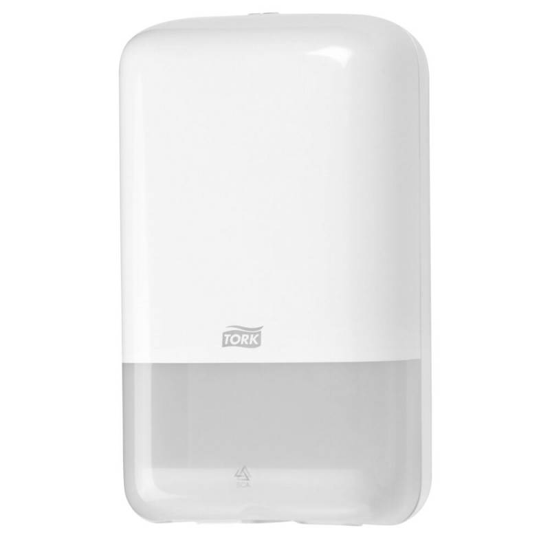 Dispenser, Tork T3, 12,8x15,9x27,1cm, hvid, plast, til toiletpapir i ark *Denne vare tages ikke retur*