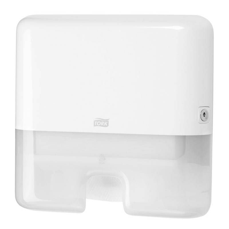 Dispenser, Tork H2, Mini, 10,1x30,2x29,5cm, hvid, plast, til h&aring;ndkl&aelig;deark maks dybde 8,5 cm og maks bredde 21,5 cm