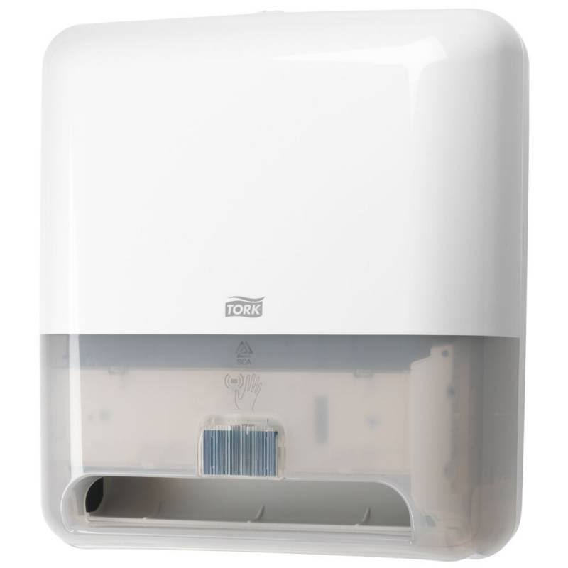 Dispenser, Tork H1, 20,6x33,1x36,8cm, hvid, plast, til h&aring;ndkl&aelig;deruller