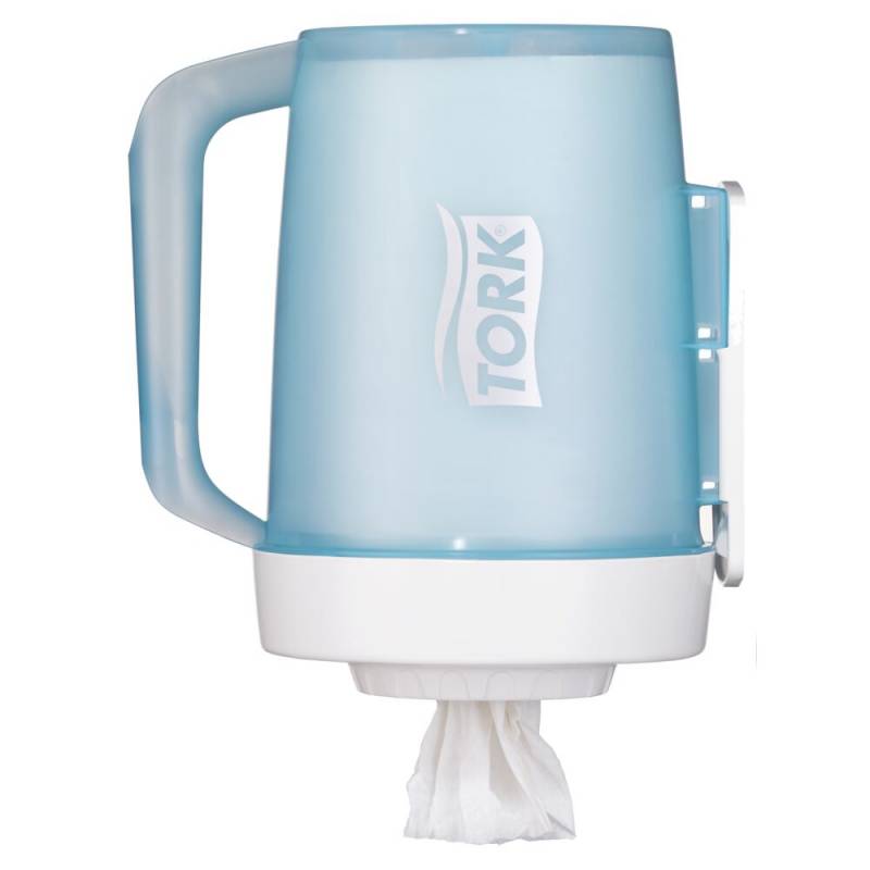Dispenser, Tork M1, Mini, 23,9x18,5x26,3cm, turkis, plast, til mini h&aring;ndkl&aelig;deruller med centertr&aelig;k *Denne vare tages ikke retur*