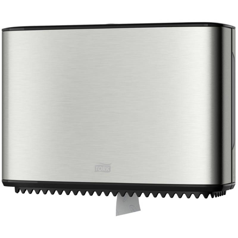 Dispenser, Tork T2, Mini, 13,3x35,5x25,4cm, gr&aring;, rustfrit st&aring;l, til mini jumboruller *Denne vare tages ikke retur*