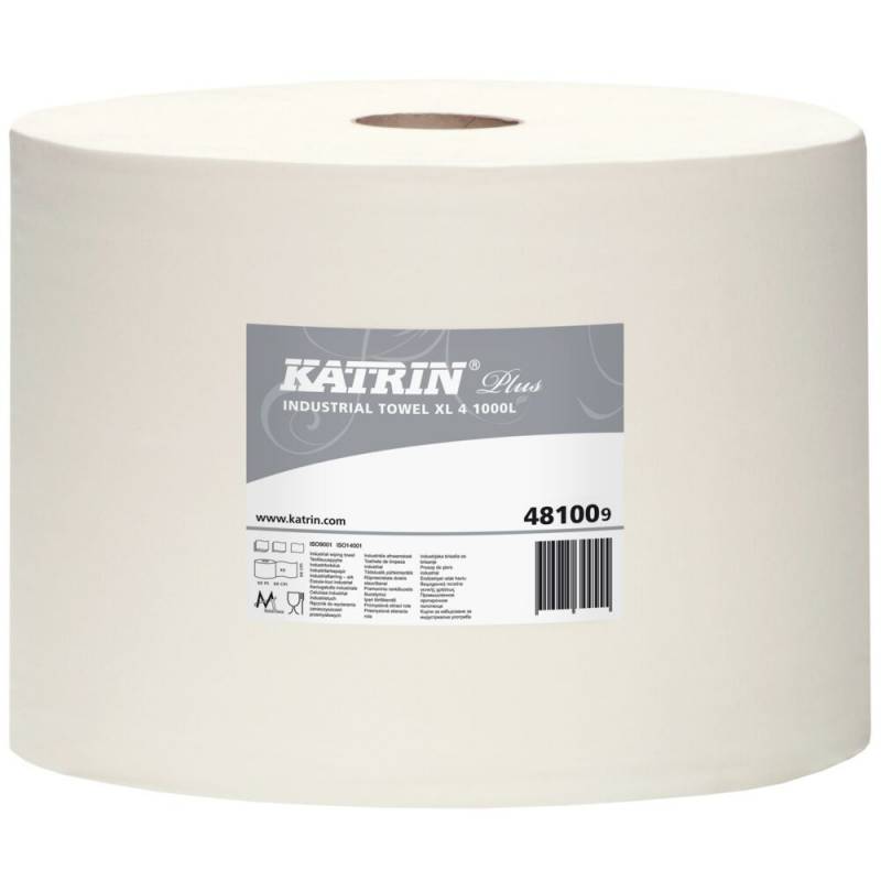 V&aelig;rkstedsrulle, Katrin Plus, 4-lags, 360m x 26,5cm, &Oslash;36cm, hvid, nyfiber *Denne vare tages ikke retur*