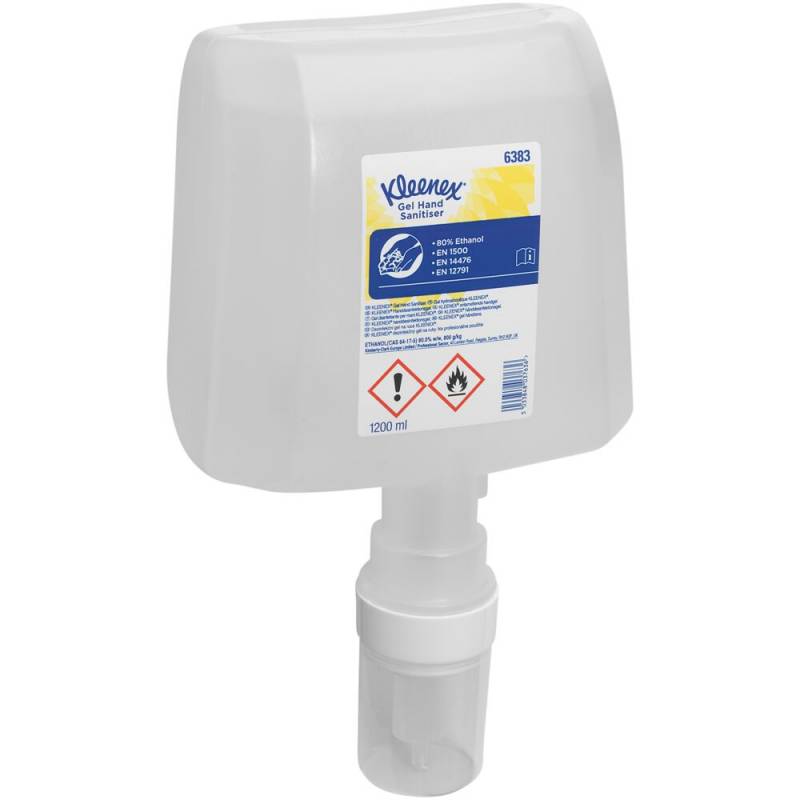 H&aring;nddesinfektion, Kleenex, 1200 ml, gel, 80% ethanol,1,25 ml pr. dosering