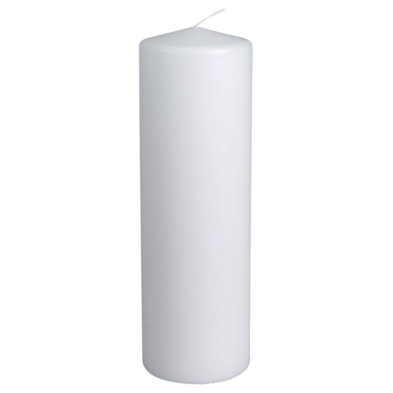 Bloklys, 30cm, &Oslash;9,6cm, hvid, 190 timer, paraffin
