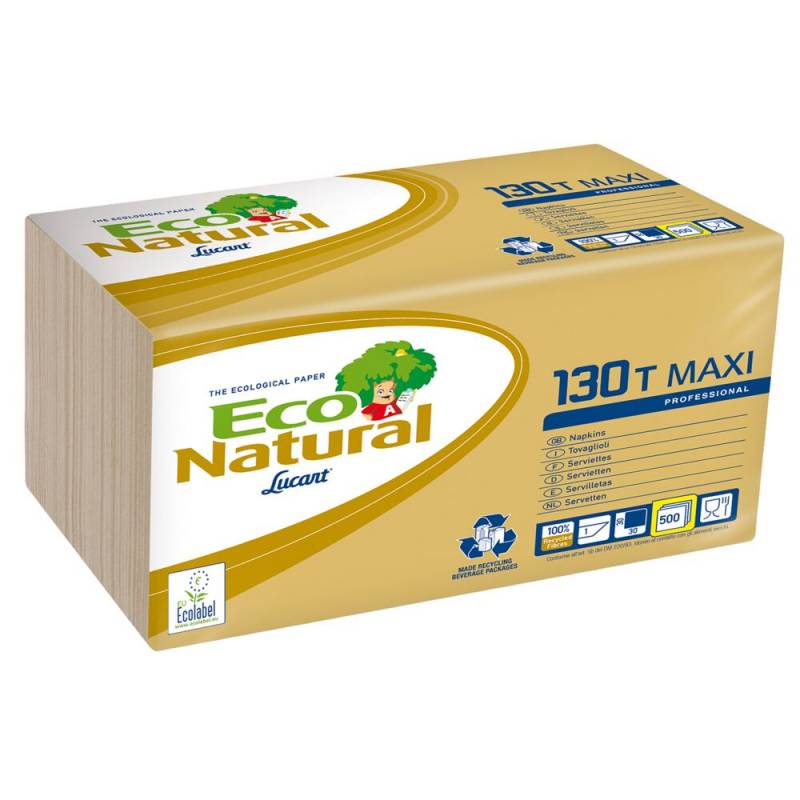 &Oslash;konomiserviet, T3 Eco Natural, 1-lags, 1/4 fold, 29,5x29,5cm, sand, genanvendt papir
