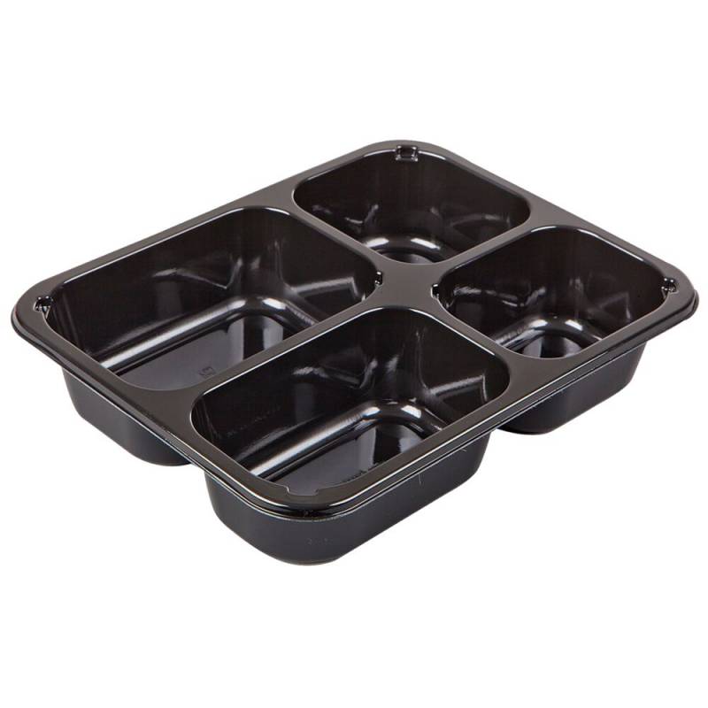 Bakke, C 2227-4C, 22,7x17,8x4,3cm, 1070 ml, sort, CPET, 4-rums, 205/225/270/370 ml, standard serie, hovedret