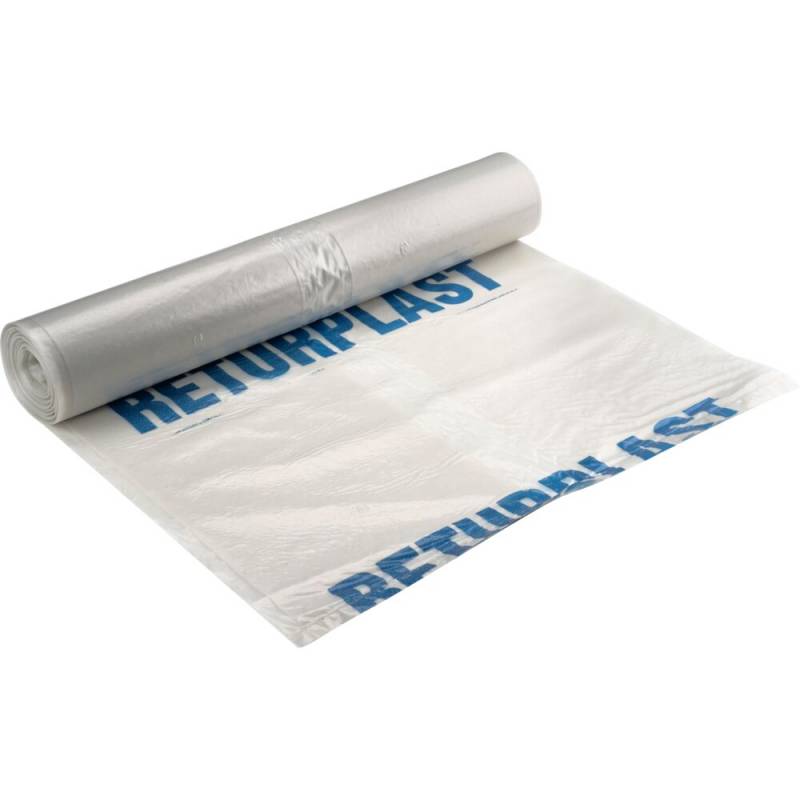 Knudes&aelig;k, 200 l, klar, LDPE/genanvendt, 85x160cm, med perforerede huller og tryk (returplast)