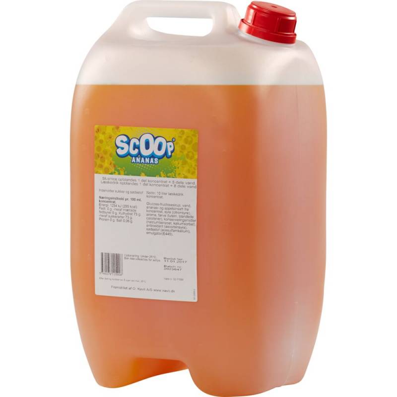L&aelig;skedrik/Slush Ice, Scoop, 10 l, ananas, uden azofarvestoffer