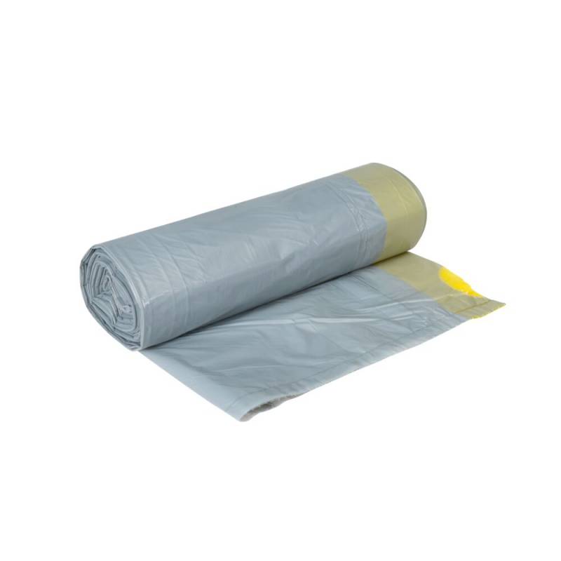 Affaldspose, med sn&oslash;reluk, 20 l, gr&aring;, LDPE/virgin, 44x50cm