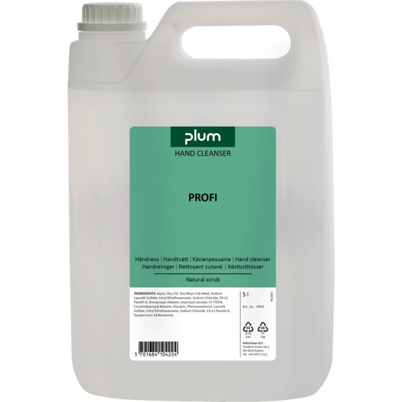 H&aring;ndrens, Plum Profi, 5000 ml, lysegr&oslash;n, med farve og parfume, med opl&oslash;sningsmidler. Inkl. pumpe.