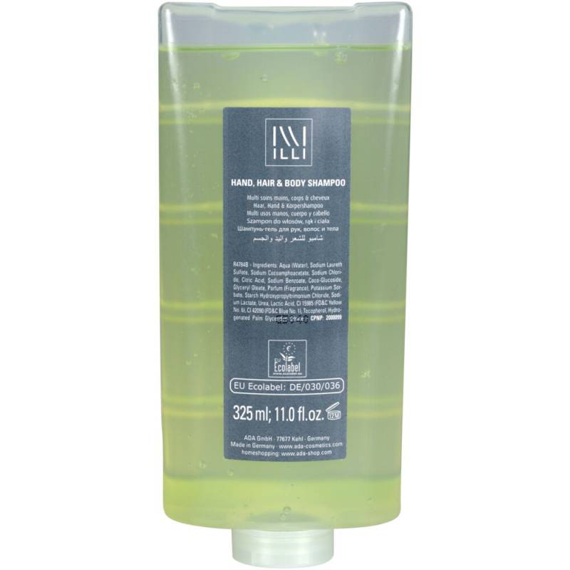 H&aring;r, h&aring;nd og bodyshampoo, ILLI, uden farve, med parfume