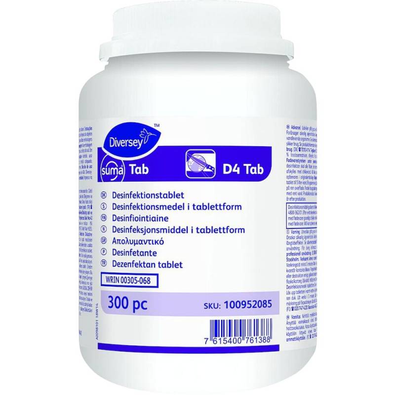 Overfladedesinfektion, Diversey Suma Tab D4, uden farve og parfume, 300stk