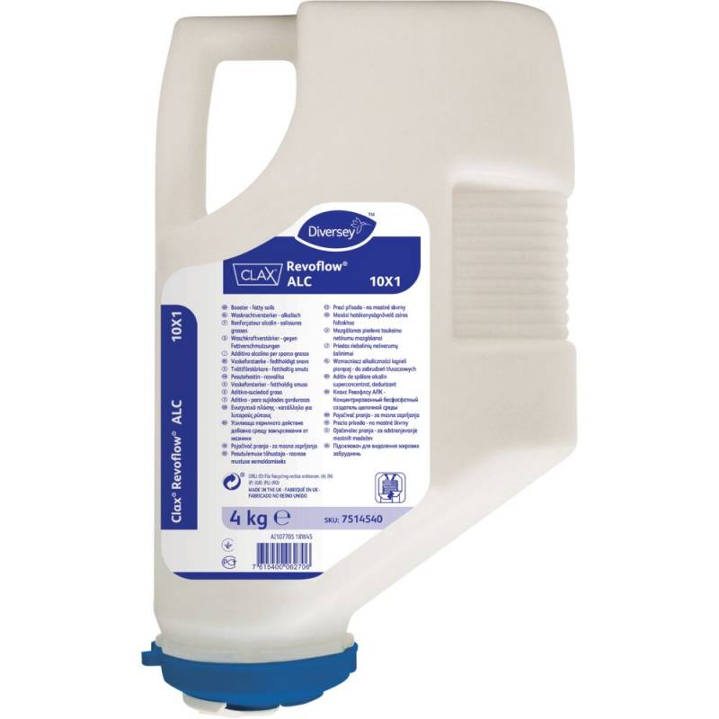 Vaskeforst&aelig;rker, Diversey CLAX Revoflow ALC 10X1, uden farve og parfume, 4 kg