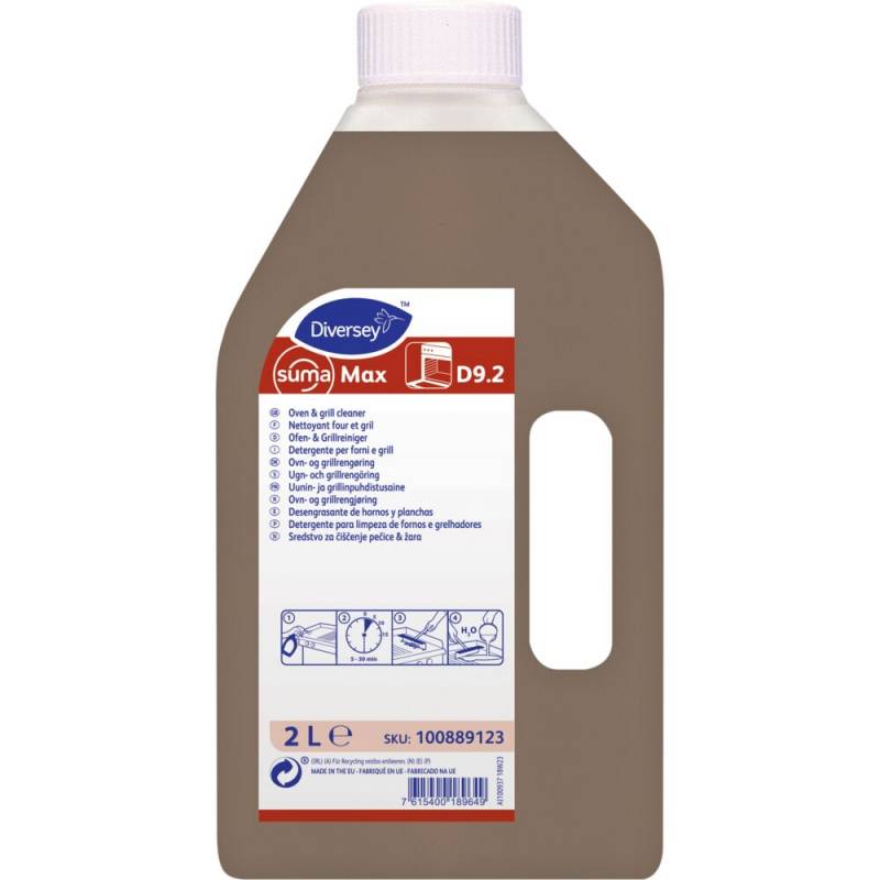 Ovn- og grillreng&oslash;ring, Diversey Suma Max D9.2, 2 l, klar-til-brug, med farve, uden parfume *Denne vare tages ikke retur*