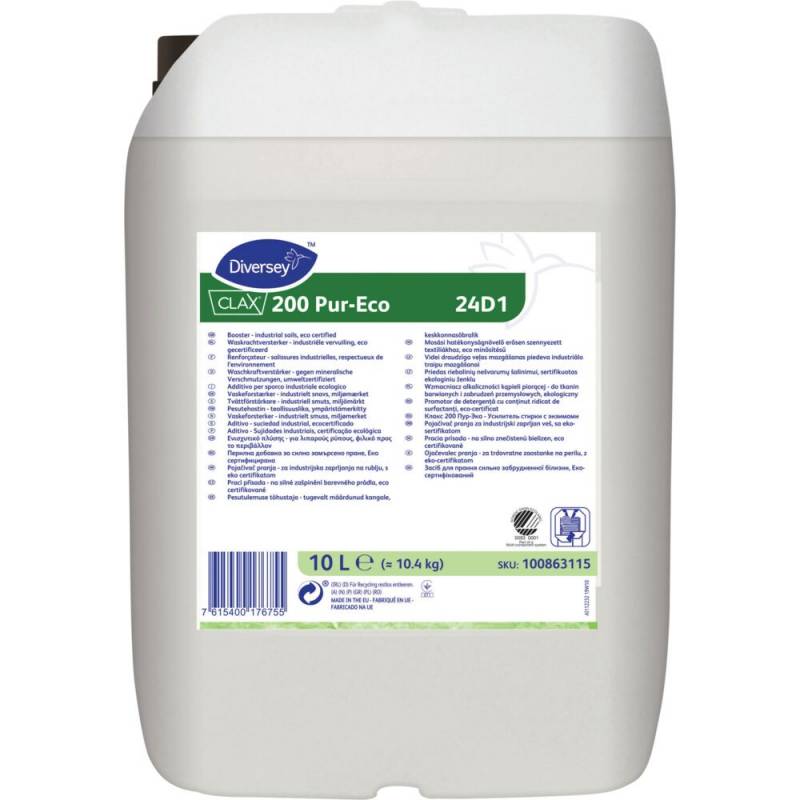 Vaskeforst&aelig;rker, Diversey CLAX 200 Pur-Eco 24D1, 10 l, uden farve og parfume