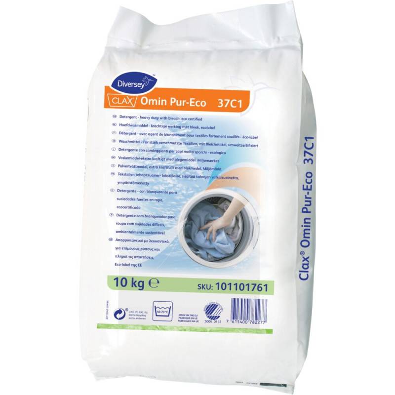Vaskepulver, Diversey CLAX Omin Color G 37C1, kul&oslash;rt, uden farve og parfume, 10 kg