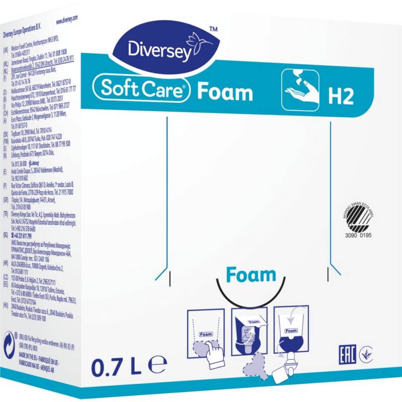 Skums&aelig;be, Diversey Soft Care Foam H2, 700 ml, uden farve med parfume