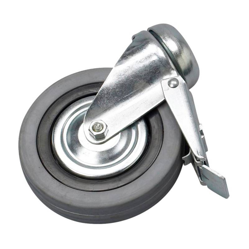 Hjul, Diversey TASKI, &Oslash;125mm, gr&aring;, gummi/st&aring;l, med bremse *Denne vare tages ikke retur*