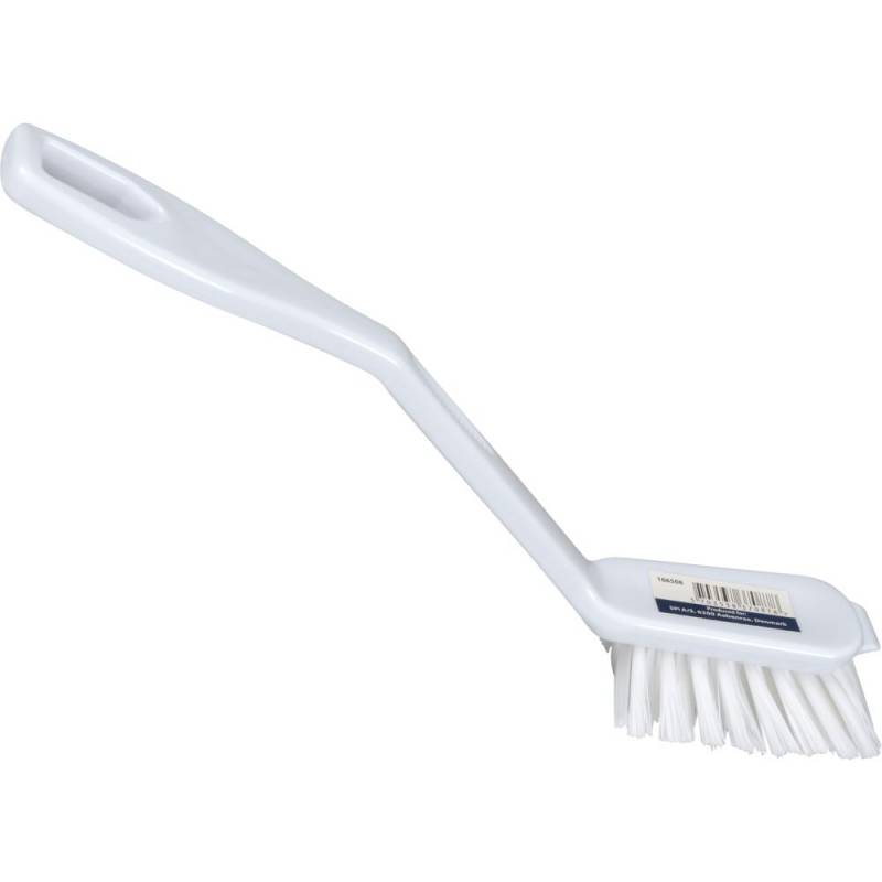 Opvaskeb&oslash;rste, 27cm, hvid, nylon/PP, stive b&oslash;rsteh&aring;r, skrabekant