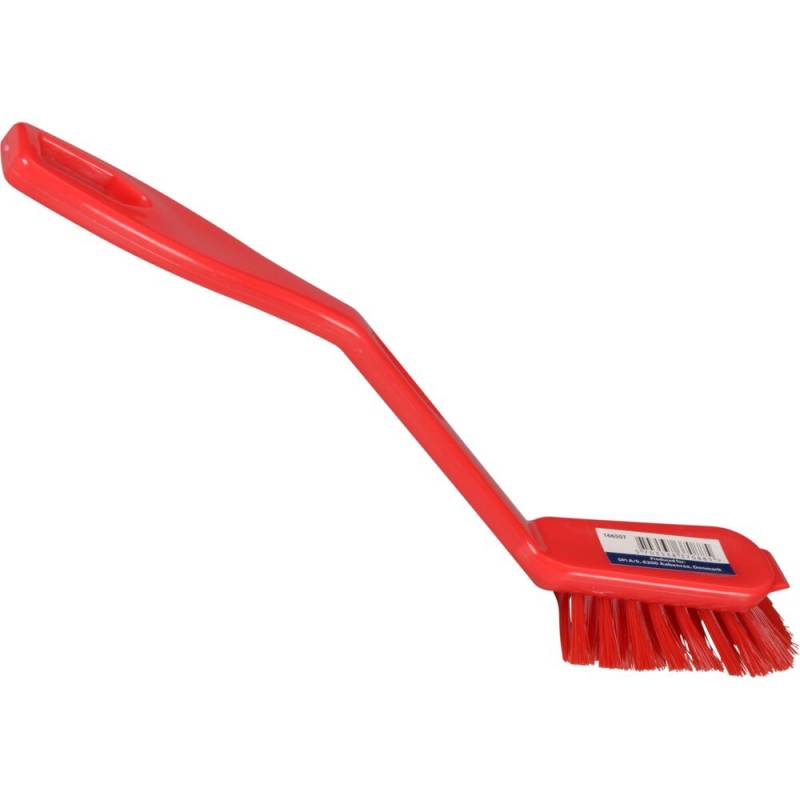 Opvaskeb&oslash;rste, 27cm, r&oslash;d, nylon/PP, stive b&oslash;rsteh&aring;r, skrabekant