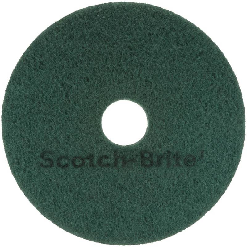 Gulvrondel, 3M Scotch-Brite, 13", &Oslash;330mm, gr&oslash;n, 85 mm, polyester, til reng&oslash;ring og polering
