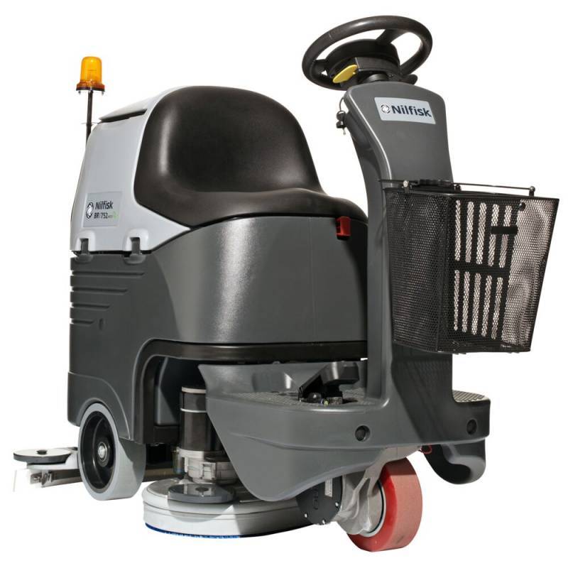 Gulvvasker, Nilfisk, BR752 Ecoflex Complete, gr&aring;, 2-rums, ride-on, 80/80 l, 710 mm *Denne vare tages ikke retur*
