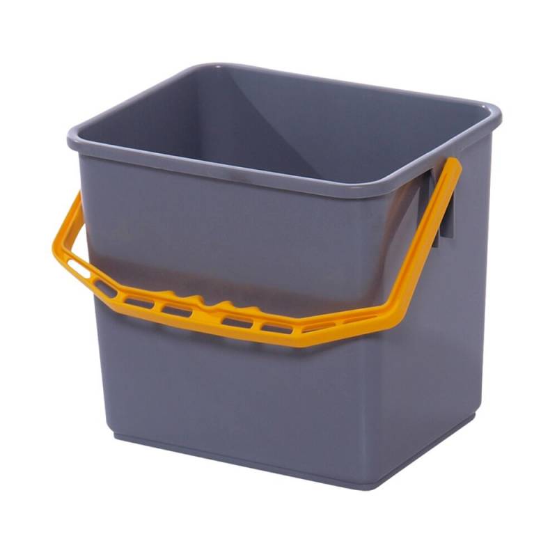 Inventarspand, Tina Trolleys, 240x190x220mm, 6 l, gr&aring;, PP, med gul hank, 6 ltr. *Denne vare tages ikke retur*