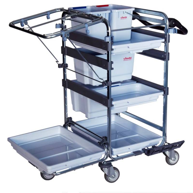 Reng&oslash;ringsvogn, Vileda Origo 500 HX, 84x66x105cm, gr&aring;, pulverlakeret st&aring;l, til fugtsystem, med tilbeh&oslash;r, f&aelig;rdigmonteret *Denne vare tages ikke retur*