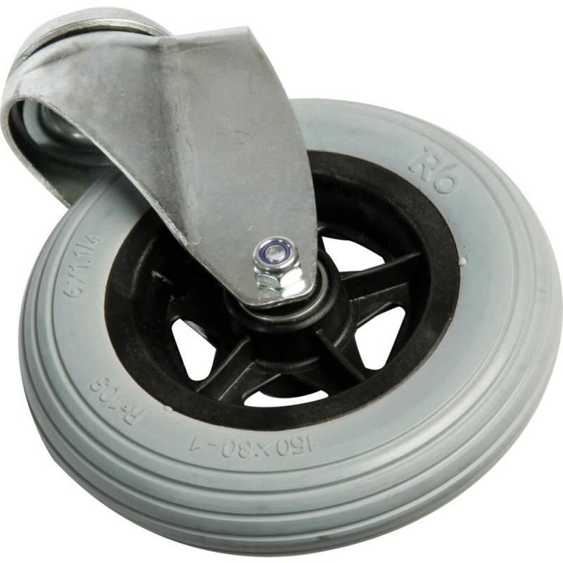 Hjul, Tina Trolleys, 32mm, &Oslash;150mm, gr&aring;, PU/PP, uden bremse, drejeligt, bl&oslash;de *Denne vare tages ikke retur*