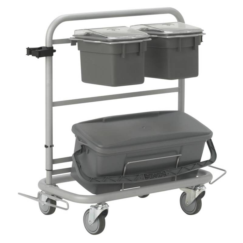 Reng&oslash;ringsvogn, Vikan Slimliner, 795x400x830mm, gr&aring;, aluminium/metal/PP/PVC, til fugtsystem, med tilbeh&oslash;r *Denne vare tages ikke retur*