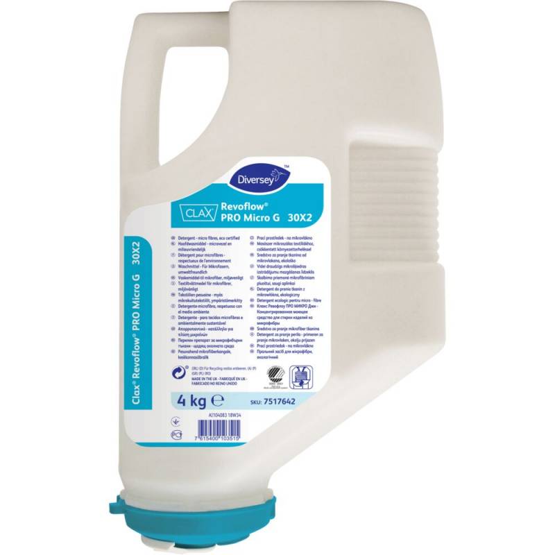 T&oslash;jvask, Diversey CLAX Revoflow Pro Micro G 30X2, kul&oslash;rt, uden farve og parfume, 4 kg