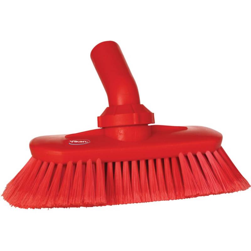 Drejeledsb&oslash;rste, med vandgenneml&oslash;b, Vikan, r&oslash;d, polyester/PP/rustfrit st&aring;l, 24 cm, bl&oslash;d, spaltet