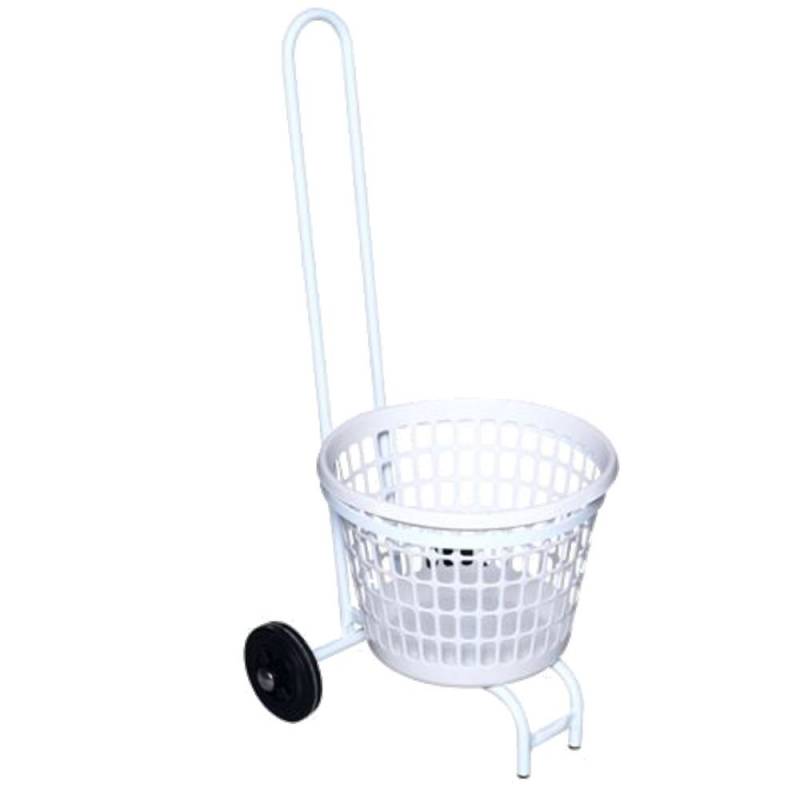 Vaskerivogn, 560x450x1060mm, 32 l, hvid, plast/pulverlakeret st&aring;l/gummi, med h&aring;ndtag, 2 hjul og st&oslash;tteben, rund *Denne vare tages ikke retur*
