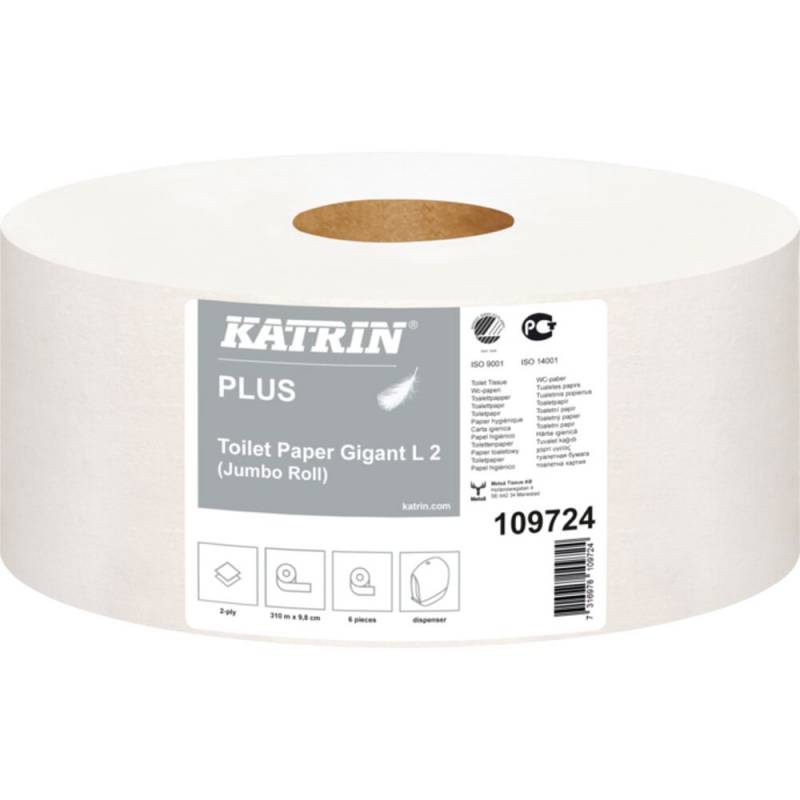 Jumborulle, Katrin Plus, 2-lags, Midi, 310m x 9,8cm, &Oslash;24cm, hvid, nyfiber