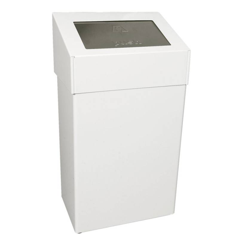 Affaldsspand, V-Part, hvid, epoxylakeret aluminium, 50 l, forberedt til v&aelig;gmontering inkl. materiale til montering, ildd&aelig;mpende, til tungt affald