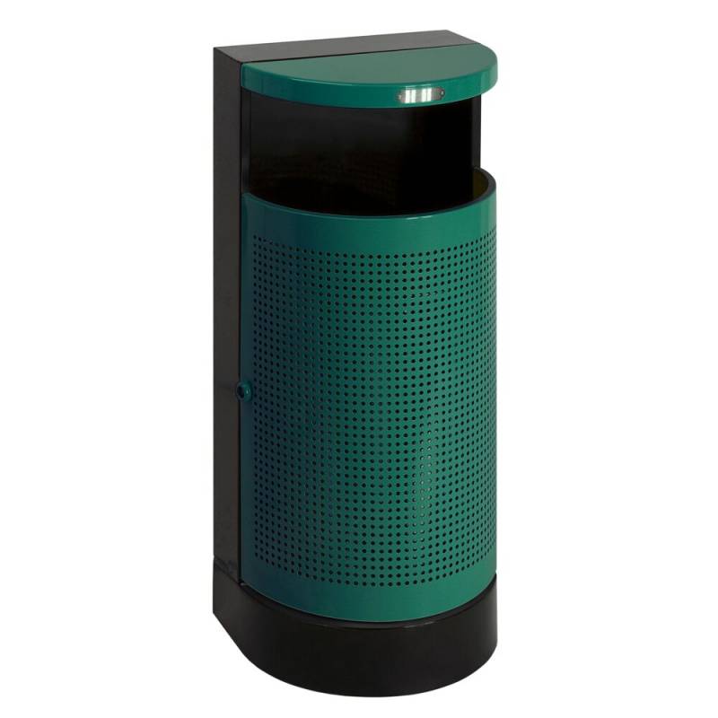 Affaldsspand, V-Part, gr&oslash;n, st&aring;l, 60 l, med inderspand i metal, til udend&oslash;rs, ildd&aelig;mpende, forberedt til jordmontering *Denne vare tages ikke retur*