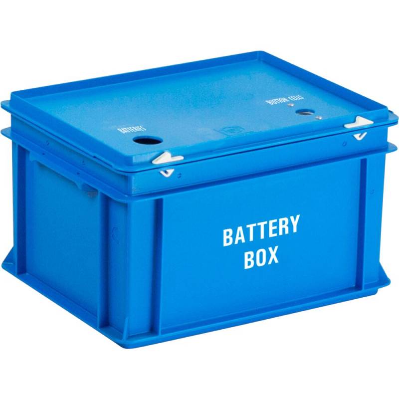 Batteriboks, V-Part, bl&aring;, plast, 2-rums, 20 l, risikoaffald, 2 rum, til kildesortering og tungt affald
