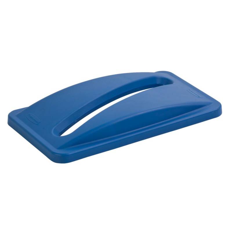 L&aring;g, Rubbermaid Slim Jim, bl&aring;, PE, med indkast til papir, til kildesortering *Denne vare tages ikke retur*