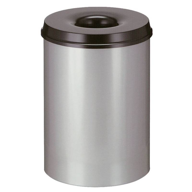 Affaldsspand, brandh&aelig;mmende, V-Part, alu, pulverlakeret st&aring;l, 30 l, med sort l&aring;g, brandsikker *Denne vare tages ikke retur*