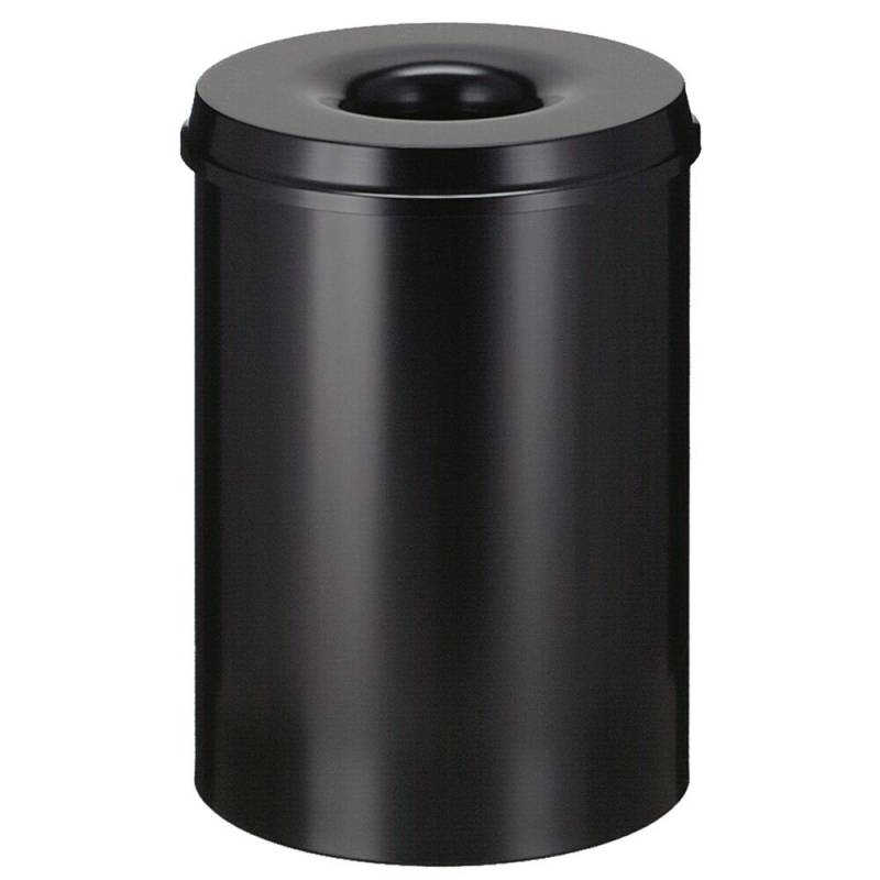 Affaldsspand, brandh&aelig;mmende, V-Part, sort, pulverlakeret st&aring;l, 30 l, brandsikker *Denne vare tages ikke retur*