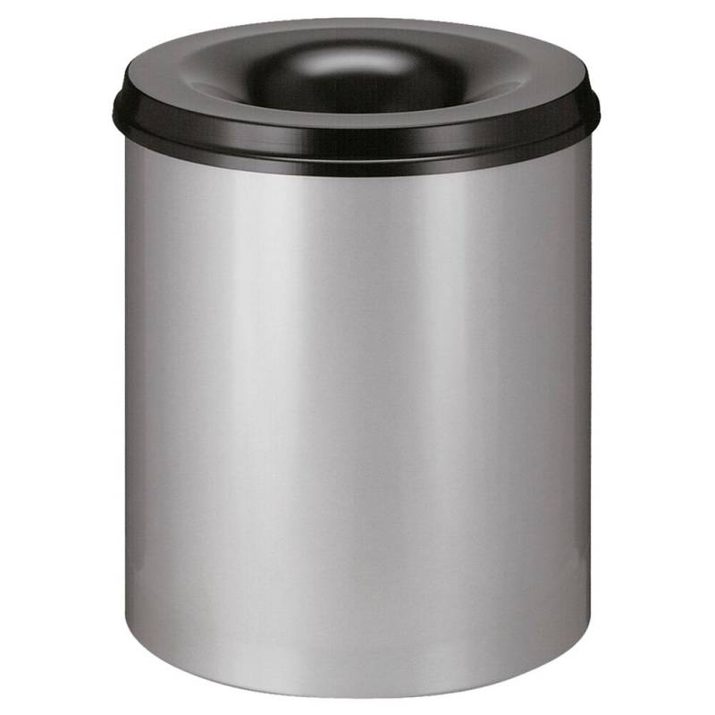 Affaldsspand, brandh&aelig;mmende, V-Part, alu, pulverlakeret st&aring;l, 80 l, med sort l&aring;g, brandsikker *Denne vare tages ikke retur*
