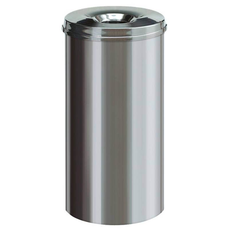 Affaldsspand, brandh&aelig;mmende, V-Part, st&aring;l, rustfrit st&aring;l, 50 l, brandsikker *Denne vare tages ikke retur*