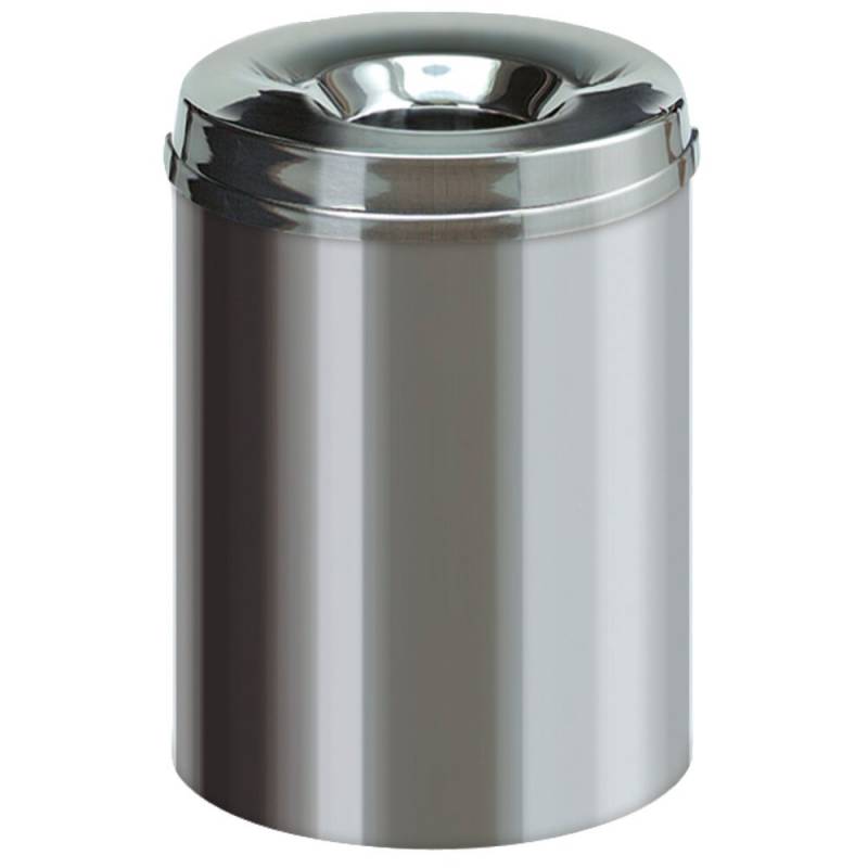 Affaldsspand, brandh&aelig;mmende, V-Part, st&aring;l, rustfrit st&aring;l, 15 l, brandsikker *Denne vare tages ikke retur*