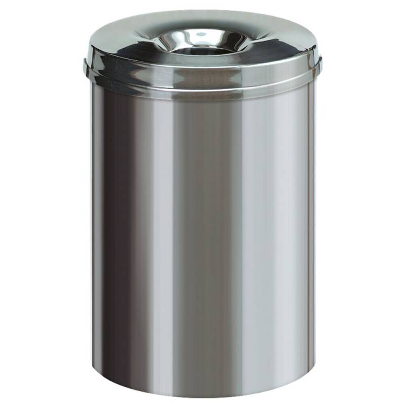 Affaldsspand, brandh&aelig;mmende, V-Part, st&aring;l, rustfrit st&aring;l, 30 l, brandsikker *Denne vare tages ikke retur*