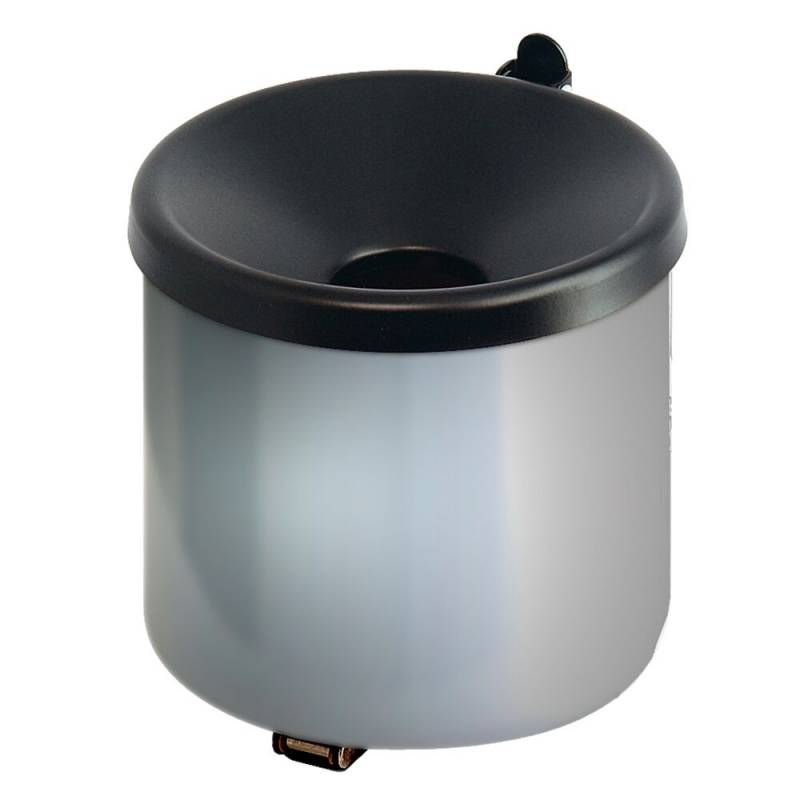 Askeb&aelig;ger, V-Part, gr&aring;, pulverlakeret st&aring;l/rustfrit st&aring;l, 2 l, selvslukkende, forberedt til v&aelig;gmontering inkl. materiale *Denne vare tages ikke retur*